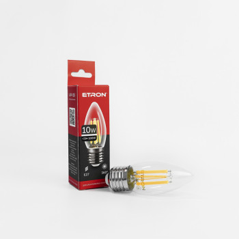 Лампа світлодіодна Etron 1-EFP-116 Filament Power C37 10W 4200K E27 ПРОЗОРЕ СКЛО