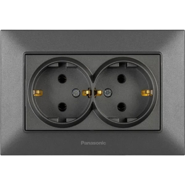 Розетка 2-а з/з димчаста Panasonic Arkedia Slim WNTC02052DG-UA