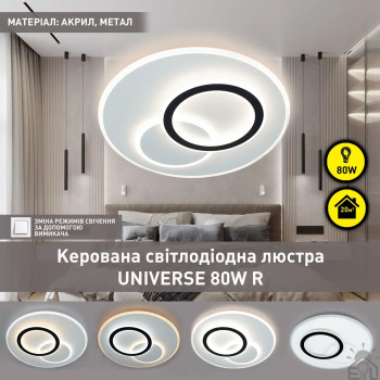 Люстра керована світлодіодна UNIVERSE R 80 Вт 450x51 мм Біла 10403