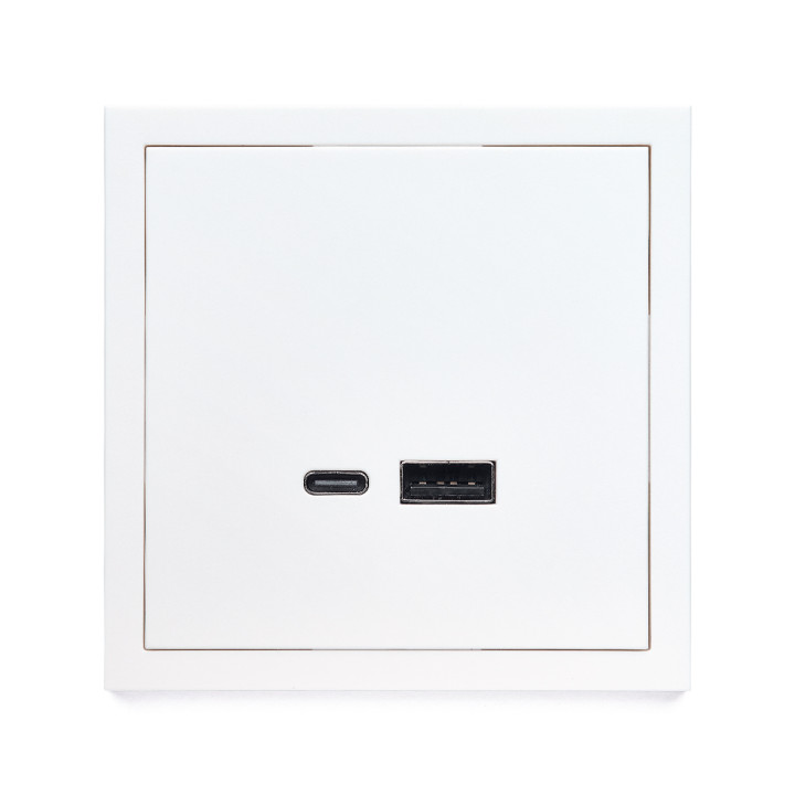 Фронтальна панель розетки ELEQUS USB Fast-Charging 20W (type A+C) матовий білий EQ-AC-1