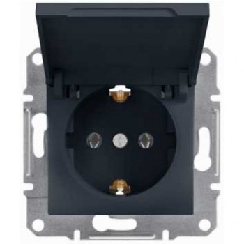 Розетка Schneider ASFORA 1-а з/з з кришкою антрацит EPH3100171