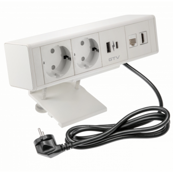 Подовжувач GTV BAR, 2 гнізда 1xUSB, 1xTYPE-C, 1xRJ45, 1xHDMI, кабель з вилкою 1,5м, білий