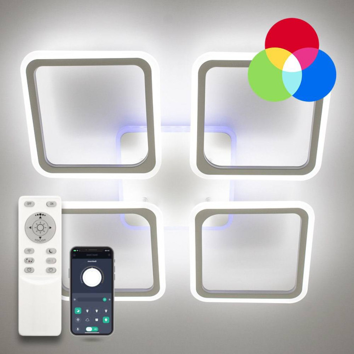 Люстра LED LUMINARIA LOOK RGB 120W 4Q 540/70 WHITE/OPAL 220V, 3000-6500+RGB, IP20 з пультом,білий