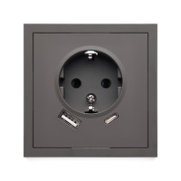 Фронтальна панель розетки ELEQUS 1-на з/з 2*USB Type A+C темно сірий EQ-SOAC-3