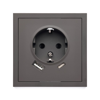 Фронтальна панель розетки ELEQUS 1-на з/з 2*USB Type A+C темно сірий EQ-SOAC-3