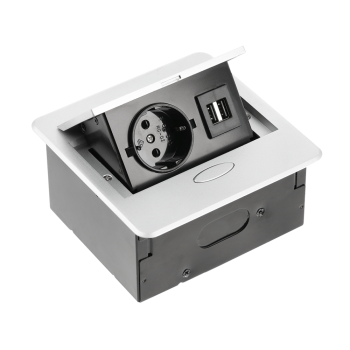 Подовжувач вбудований GTV AVARO 1 розетка schuko, 2 USB 1,5 м, срібний