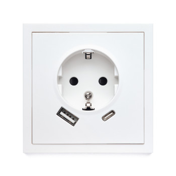 Фронтальна панель розетки ELEQUS 1-на з/з 2*USB Type A+C матовий білий EQ-SOAC-1