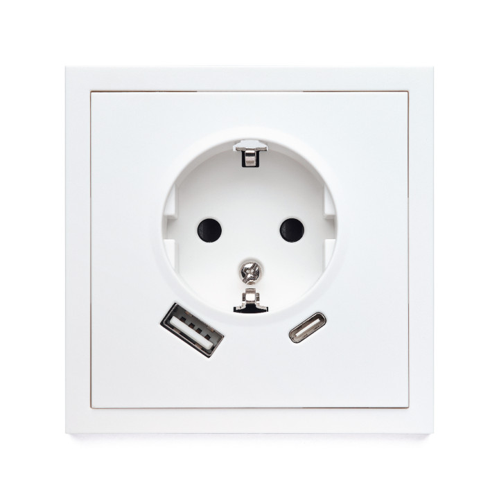 Фронтальна панель розетки ELEQUS 1-на з/з 2*USB Type A+C матовий білий EQ-SOAC-1