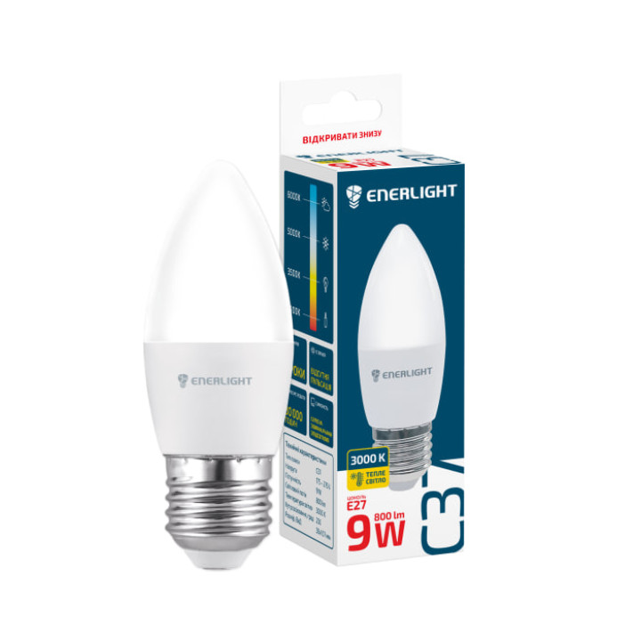 Лампа світлодіодна Enerlight C37 9W 3000K E27