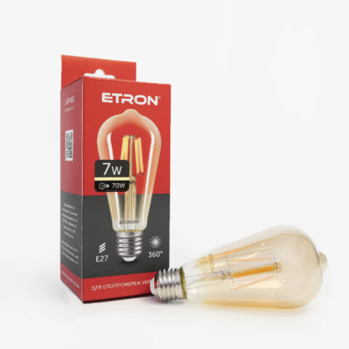 Лампа світлодіодна Etron 163-EFP Filament ST64 7W 3000K E27 ЗОЛОТО
