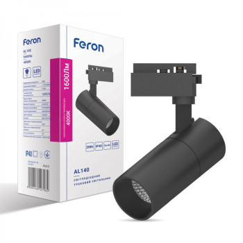 Світильник світлодіодний трековий Feron 20W AL140 1600Lm, 4000K, чорний, IP40