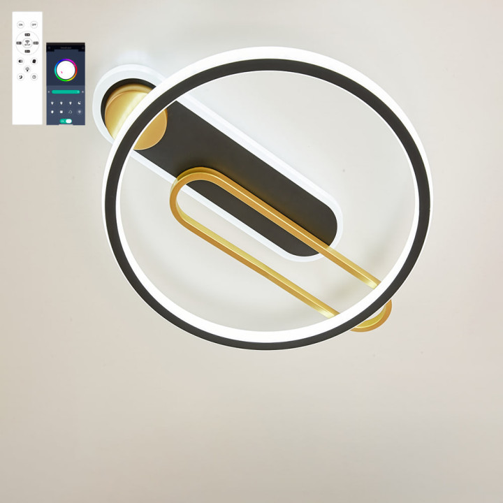 Люстра LED SMART ESLLSE MENSOLA 80W,IP20,3000,6000,чорний+ золото,10126.