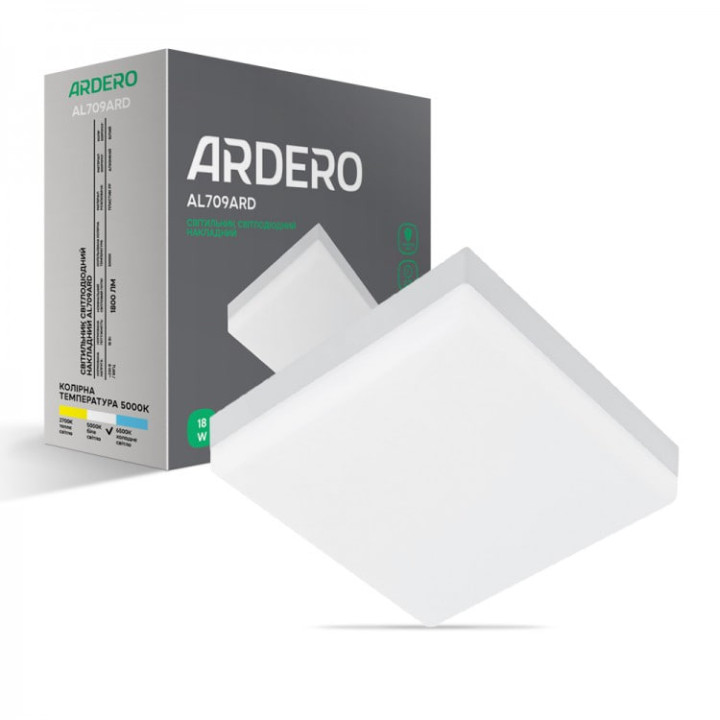 Накладний світильник Ardero AL709ARD 18W білий, квадрат