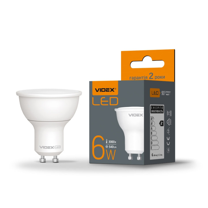 Лампа світлодіодна VIDEX MR16e 6W GU10 3000K 220V (297354)