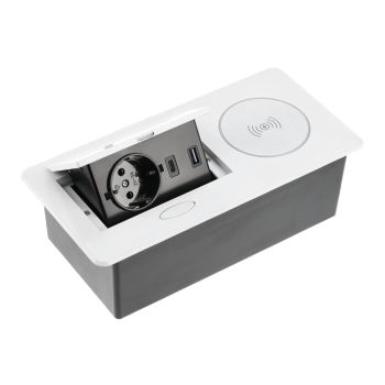 Подовжувач вбудований GTV AVARO PLUS індукційна зарядка, 1 роз. schuko, USB A+C 1,5 м, білий