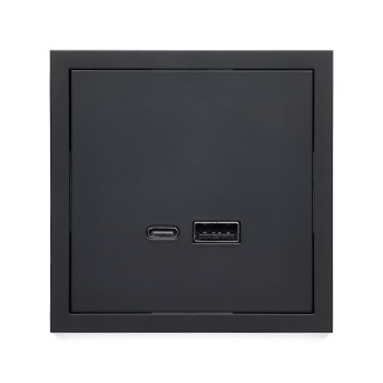 Фронтальна панель розетки ELEQUS USB Fast-Charging 20W (type A+C) матовий чорний EQ-AC-2