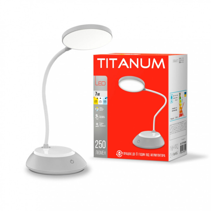 Лампа акумуляторна настольна TITANUM 7W 3000-6500K Сіра VL-TLTF-022G (482219)