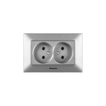 Розетка 2-а срібна Panasonic Arkedia Slim WNTC02042SL-UA