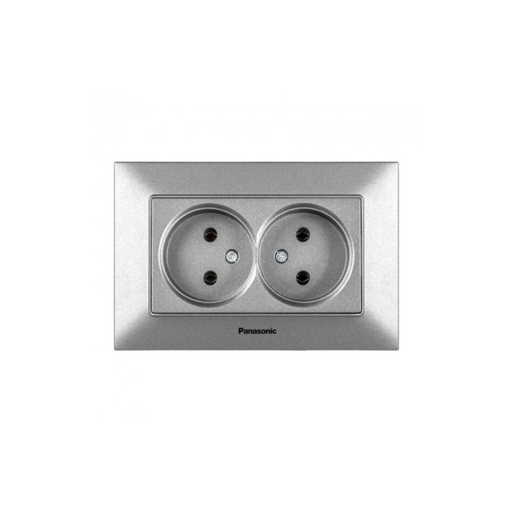 Розетка 2-а срібна Panasonic Arkedia Slim WNTC02042SL-UA