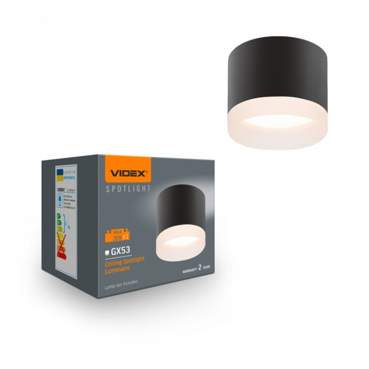 Світильник накладний VIDEX під лампу IP20 GX53 VL-SPF25A-B ЧОРНИЙ (485869)