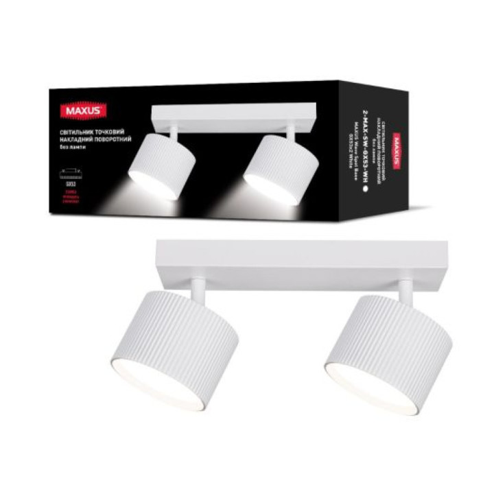 Світильник LED накладний MAXUS поворотний GX53x2 Wave Spot Base БІЛИЙ 2-MAX-SW-GX53-WH