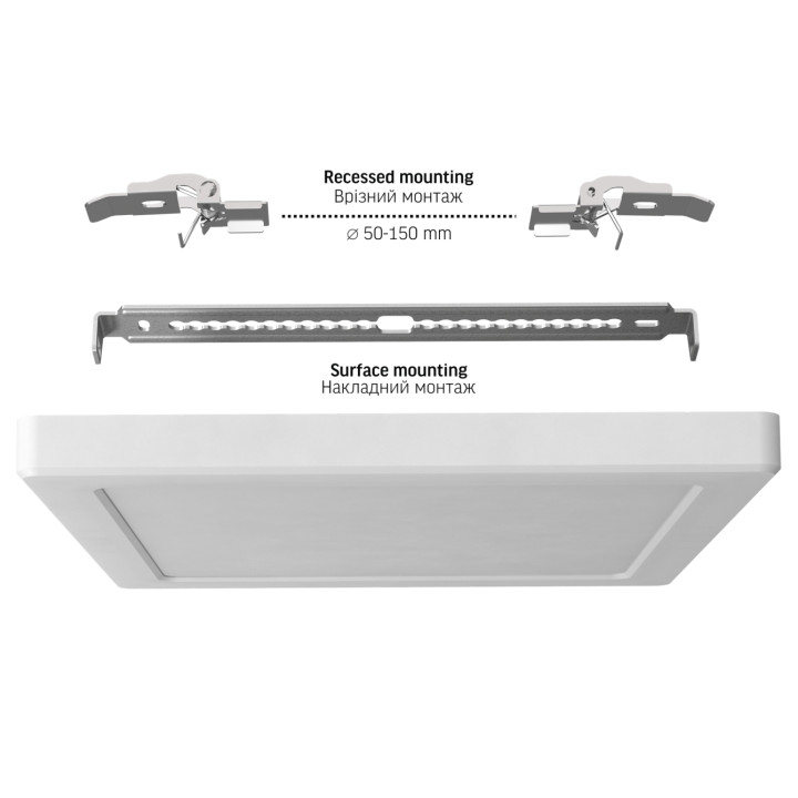 Світильник LED накладний/вбудований VIDEX DL6S 18W 3000K-4000K-6500K білий (487948)