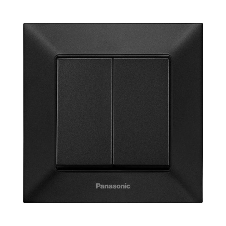 Вимикач 2-й швидкий монтаж Panasonic Arkedia Slim чорний WNTC01092BL-UA