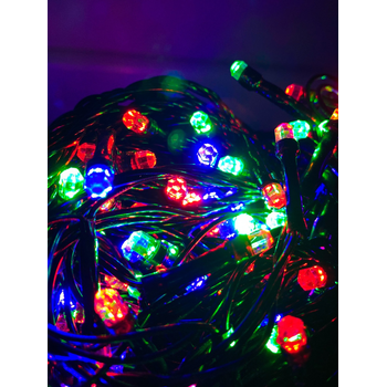 Гірлянда діодна 100 Рубін великий RGB (чорний дріт) 1281-01