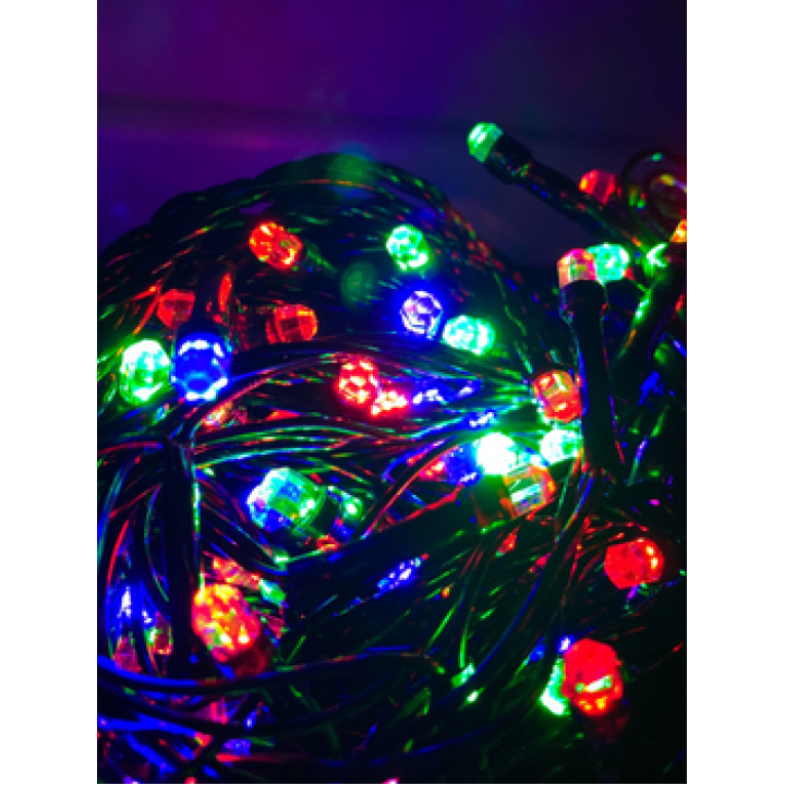 Гірлянда діодна 100 Рубін великий RGB (чорний дріт) 1281-01