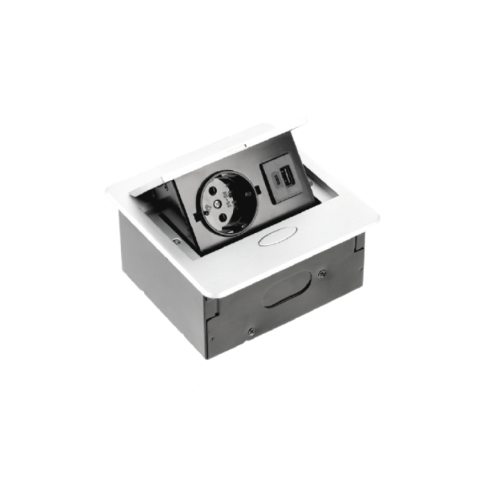 Подовжувач вбудований GTV, 1 розетка. schuko, USB A+C 1,5 м, білий