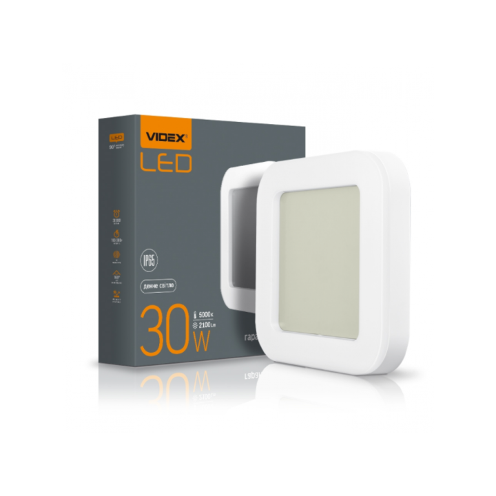 Світильник світлодіодний Videx ART(ЖКХ) квадратний 30W 5000K 220V IP65  (299143)