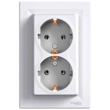 Розетка Schneider ASFORA 2-а з з/з біла EPH9900121