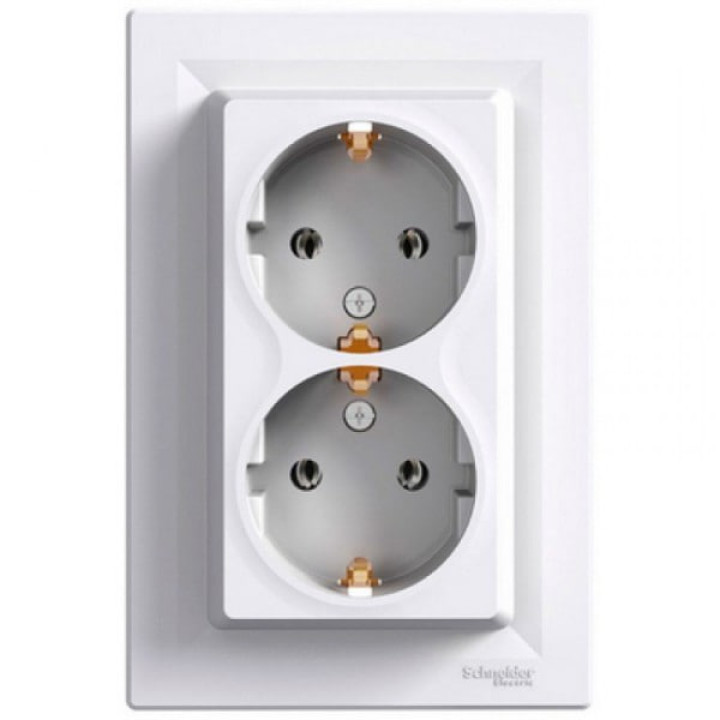 Розетка Schneider ASFORA 2-а з з/з біла EPH9900121