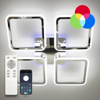 Люстра LED LUMINARIA LOOK RGB 120W 4Q 540/70 CHROME/OPAL, 3000-6500+RGB  220V IP20 з пультом,	Хром