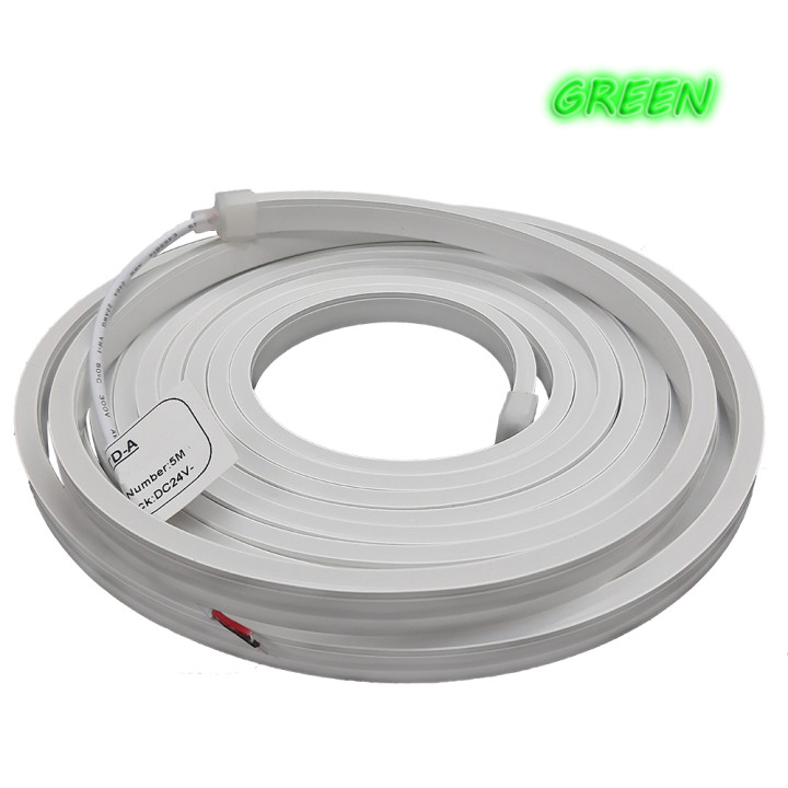 Стрічка світлодіодна NEON RISHANG , 24V, зелений,  IP65, 6-12mm (комплект 5m)