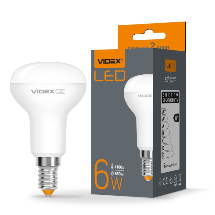 Лампа світлодіодна Videx R50e 6W E14 4100K 220V, 294131