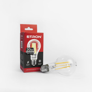 Лампа світлодіодна Etron Filament POWER 1-EFP-102 A65 20W 4200K E27 прозоре скло