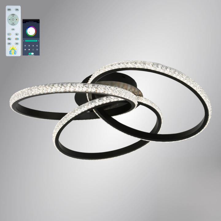 Люстра LED SMART ESLLSE VITA 80W,IP20,3000,6000,прозорий,чорний,10124.