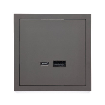 Фронтальна панель розетки ELEQUS USB Fast-Charging 20W (type A+C) матовий темно-сірий EQ-AC-3