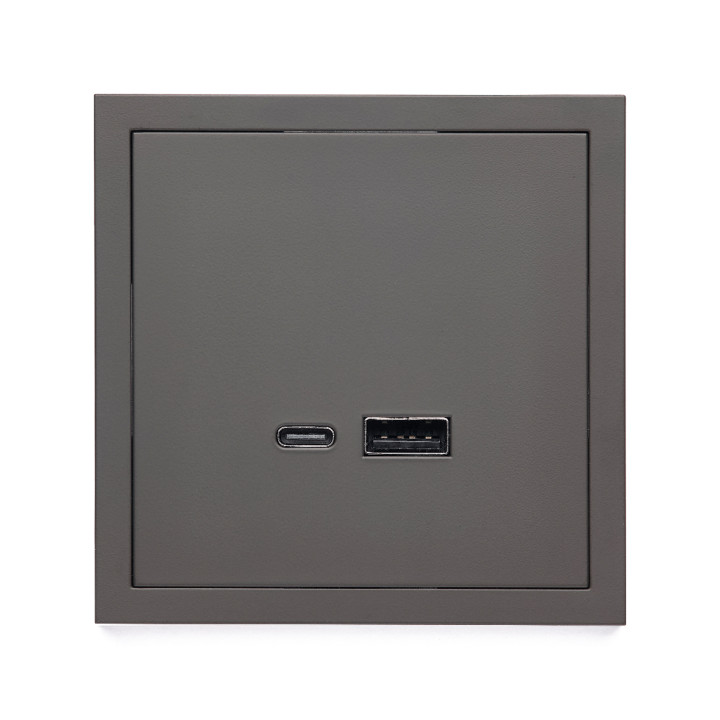 Фронтальна панель розетки ELEQUS USB Fast-Charging 20W (type A+C) матовий темно-сірий EQ-AC-3