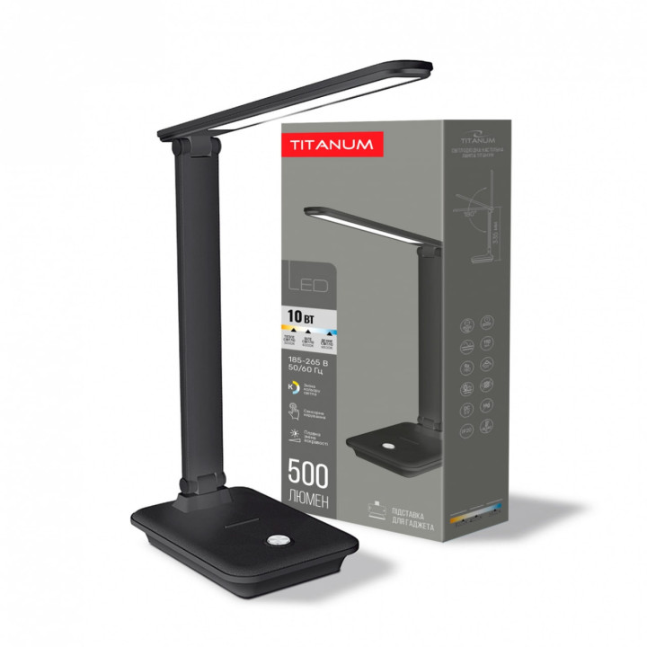 Світильник настільний LED TITANUM TLTF-009B 10W 3000-6000K 220V ЧОРНИЙ VIDEX, (299259)