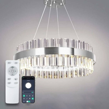 Люстра LED LUMINARIA SOFIA 120W R CHROME/CLEAR 600/1000 APP 220V IP20 з пультом,3000-6500K, хром.