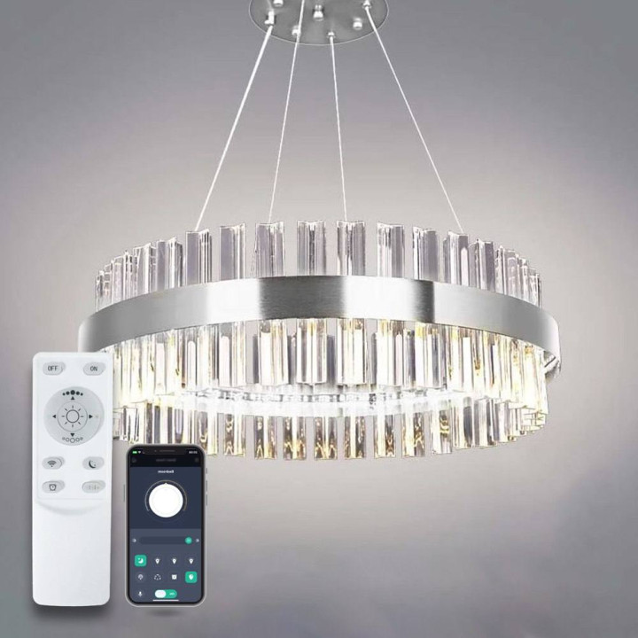Люстра LED LUMINARIA SOFIA 120W R CHROME/CLEAR 600/1000 APP 220V IP20 з пультом,3000-6500K, хром.