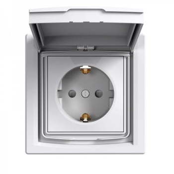 Розетка Schneider ASFORA 1-а з з/з з шторками IP44 біла EPH3100321