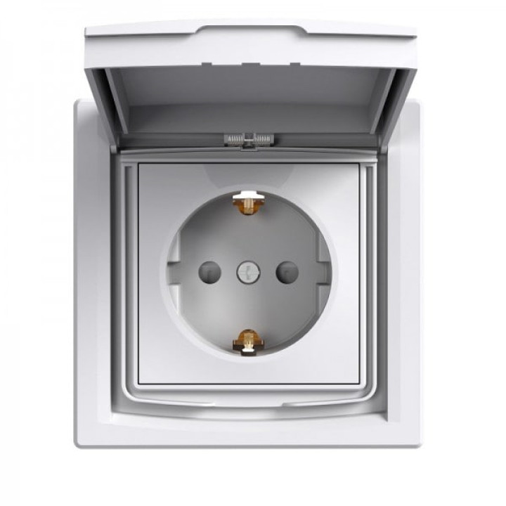 Розетка Schneider ASFORA 1-а з з/з з шторками IP44 біла EPH3100321