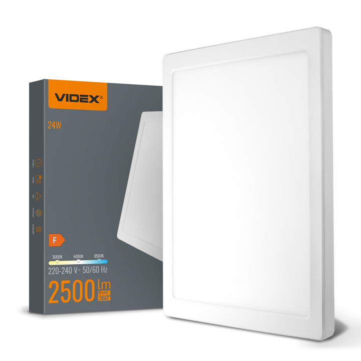 Світильник LED накладний/вбудований VIDEX DL6S 24W 3000K-4000K-6500K білий (487955)