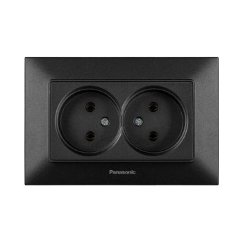 Розетка 2-а чорна Panasonic Arkedia Slim WNTC02042BL-UA