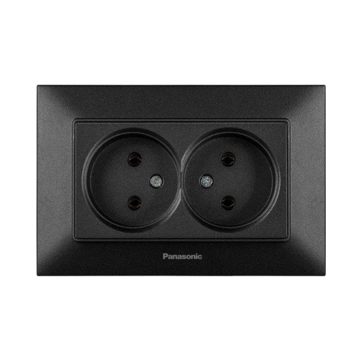 Розетка 2-а чорна Panasonic Arkedia Slim WNTC02042BL-UA