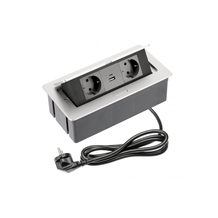 Подовжувач  GTV SOFT, 2 гнізда schucko,USB A+С, для офіса, AE-PBSUC2GS-53N